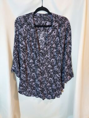 Torrid Purple Floral Skull-Print Whimsygoth Harper Blouse